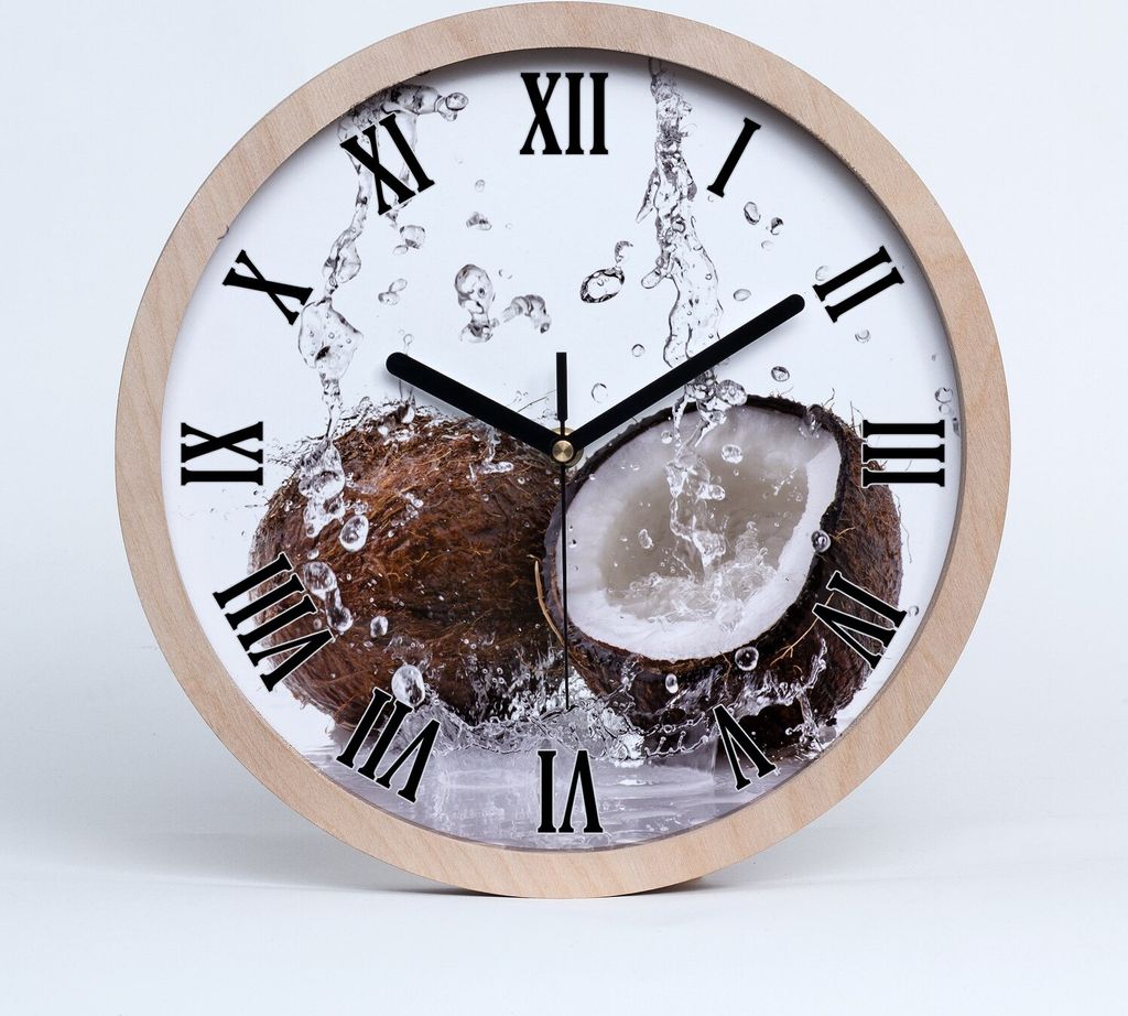 Holzuhr 30fi cm wanduhr - schwarze Spitzen - und Kokoswasser