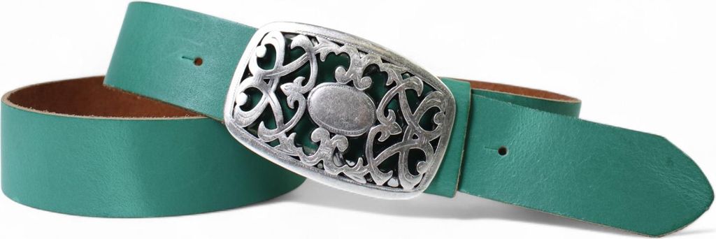 FRONHOFER Damen Ledergürtel 4 cm mit schöner Blumen Gürtelschnalle, echtes Leder