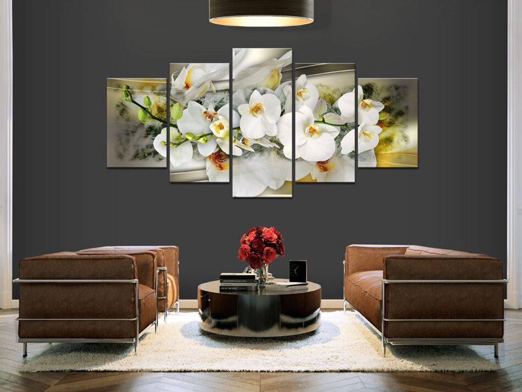 Akustikbild Blumen 200x100 cm Bilder Akustikschaum Hochleistungsschallabsorber Schallschutz Leinwand 5 tlg Wandbild Raumakustik Schalldämmung b-C-...