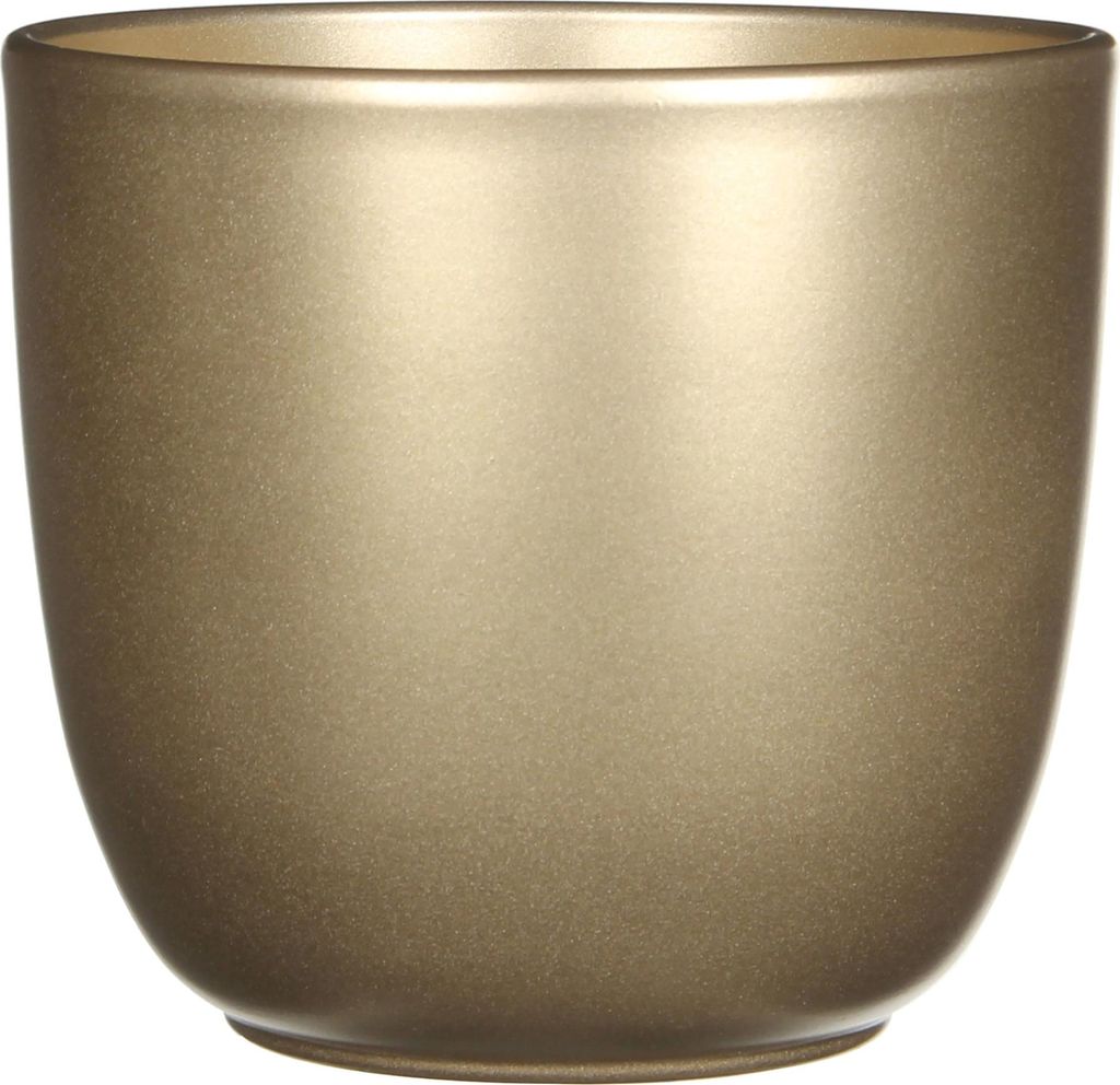Blumenübertopf "Tusca" aus Keramik H 16 cm – Ø 17 cm Vintage-Gold - Übertopf Keramik Blumentopf Pflanztopf