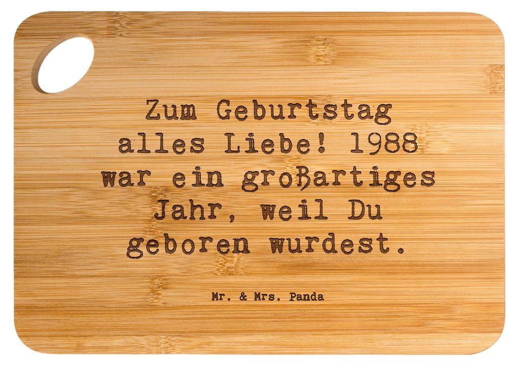 Mr. & Mrs. Panda Holzbrett Spruch 1988 Geburtstag - Transparent - Geschenk, nostalgische Geburtstagsgrüße, schneidbrett, Geboren, Holzbrettchen, ...