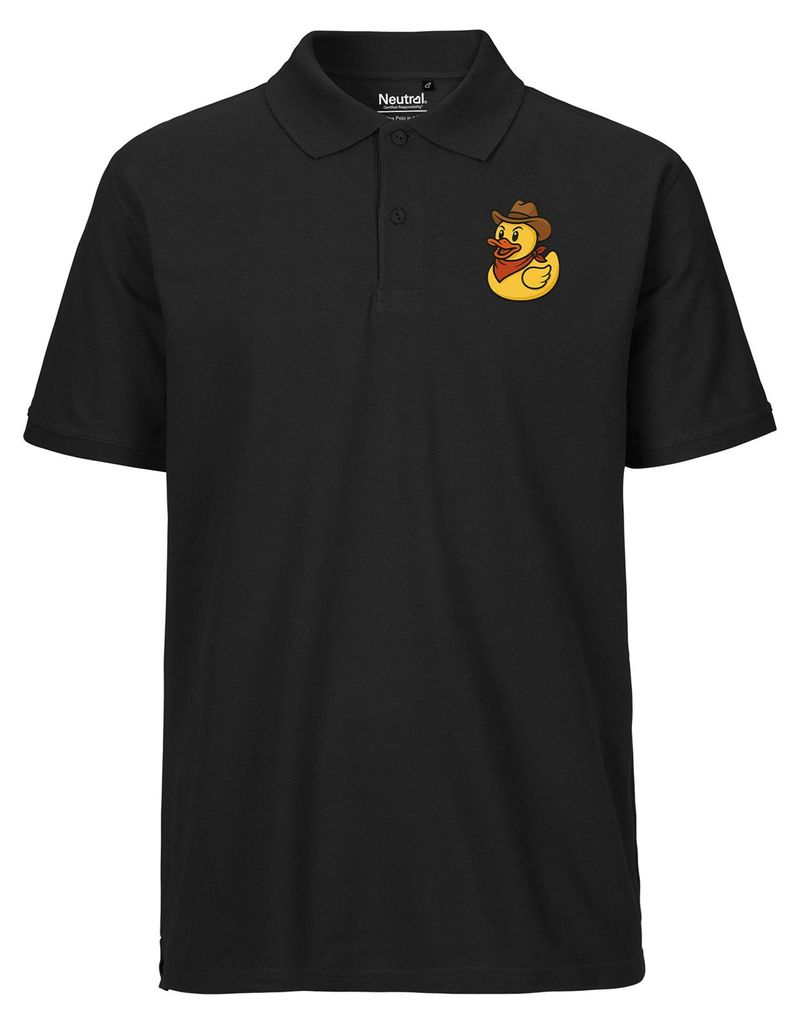 Huuraa Herren Polo Shirt Quietscheente Cowboy Gummiente Wilder Westen S Black Bio Baumwolle Fairtrade Poloshirt Geschenkidee