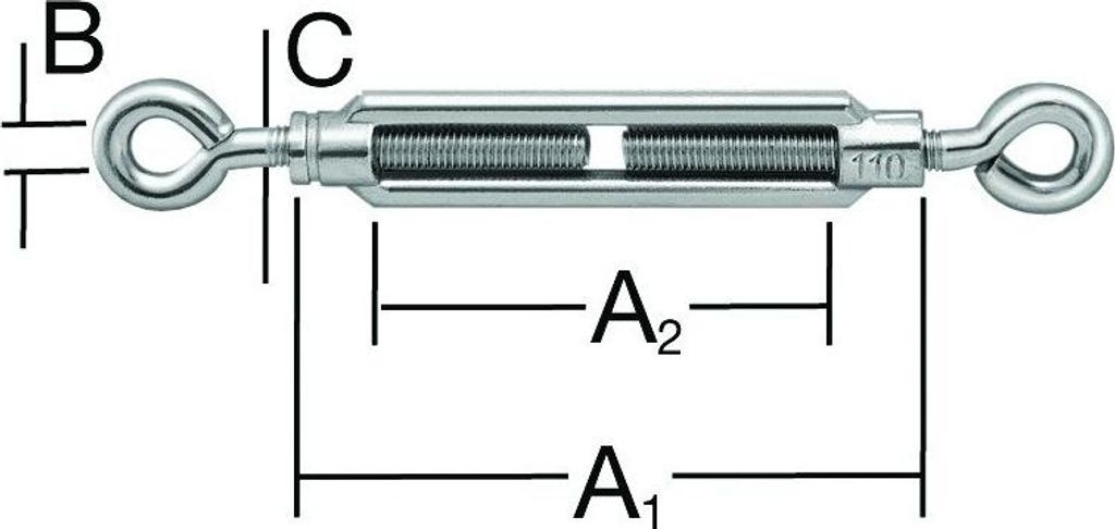 Vormann Spannschloss M6X90 Öse/Öse