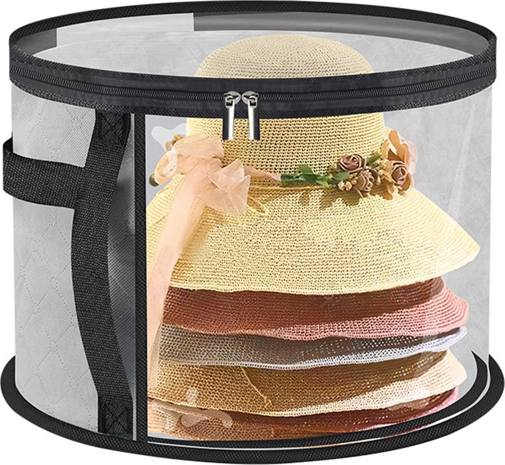 Übergroße, durchsichtige Hut-Aufbewahrungstasche mit Griff, Reißverschluss, transparentes Design, faltbarer Cowboyhut-Organizer, Hutetui mit bre...