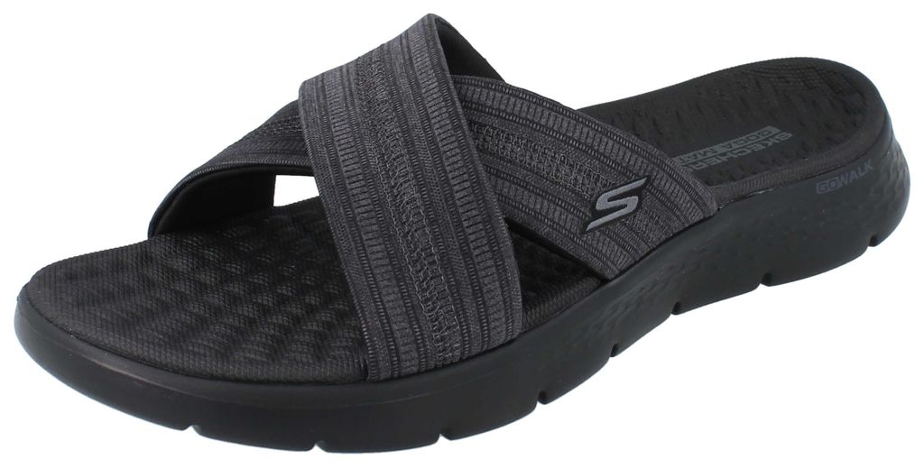 SKECHERS Go Walk Flex Sandal Damen Pantolette schwarz grau Produktbild 