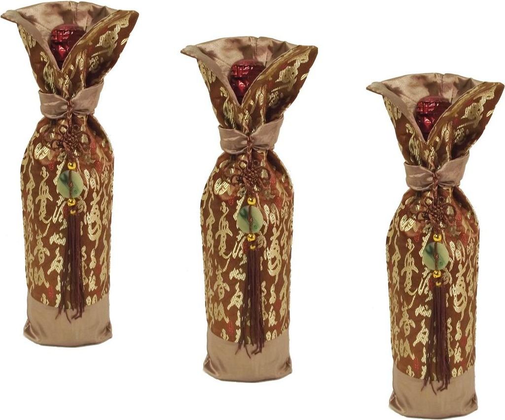 06-03 Weinflaschen Beutel 3 Stk Weinkleid Weintüte Flaschentüte Geschenktüte