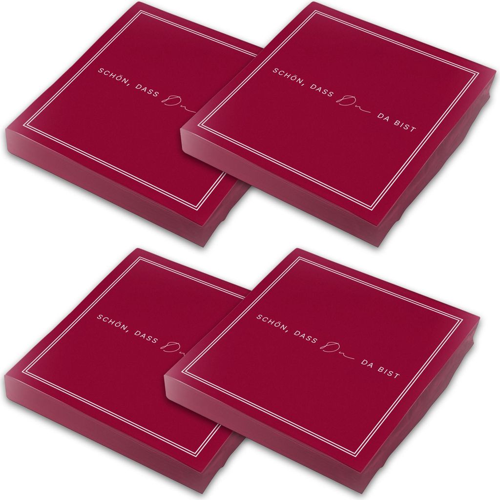 ITENGA 80x Servietten Schön dass du da bist V3 bordeaux rot Produktbild 