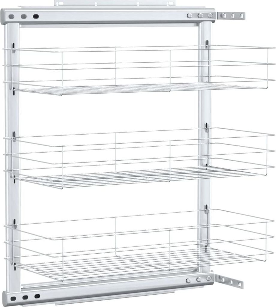vidaXL 3-stufiger Küchen-Drahtkorb Ausziehbar Silbern 47x25x56 cm