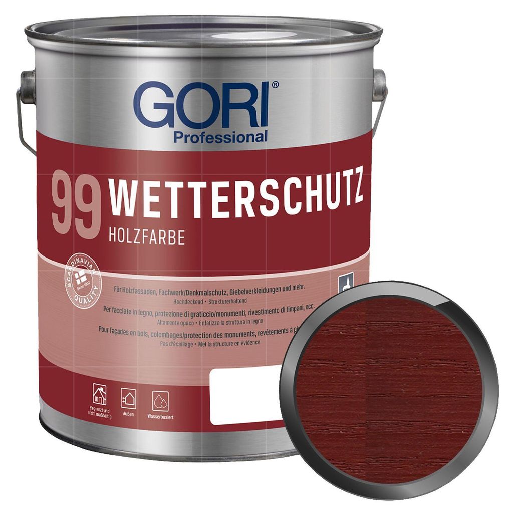 GORI 99 Wetterschutz Holzfarbe 5 Liter SCHWEDENROT Produktbild 