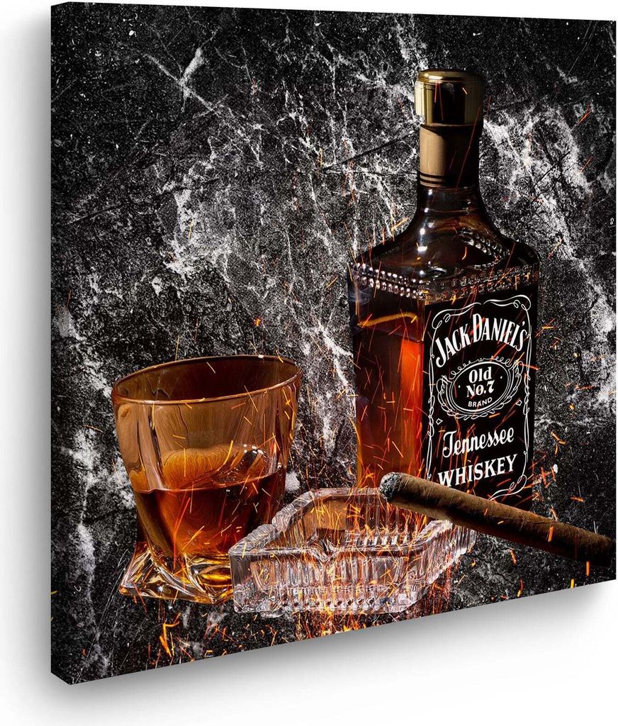 Leinwandbild Wandbild abstrakt Whiskey Jack Kunstdruck XL Wanddeko: 80x80x2cm