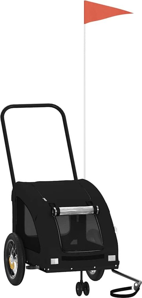 vidaXL Fahrradanhänger Hunde Schwarz Oxford-Gewebe und Eisen