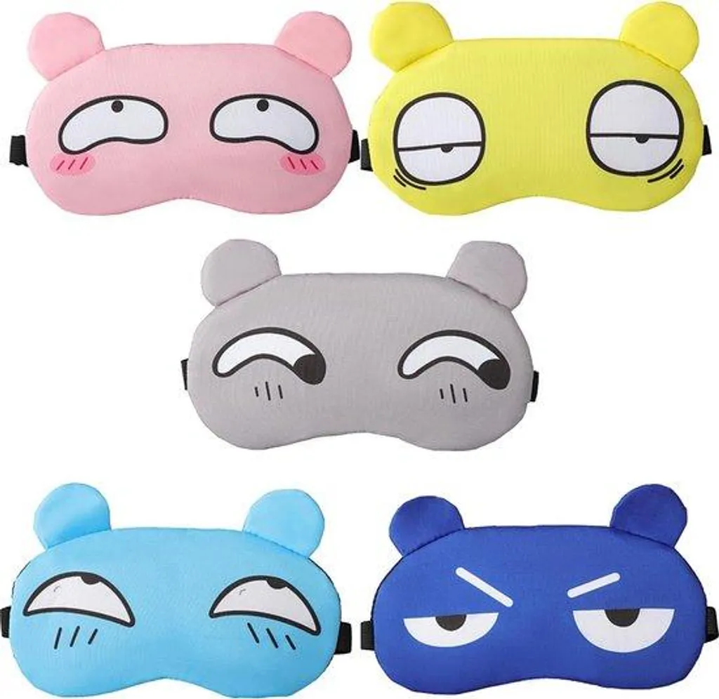 Cache-œil de nuit motif cartoon, pack de 5 masques occultants confortables