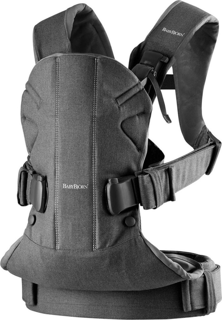 BabyBjörn Babytrage One Woven Grau denim Dunkelgrau