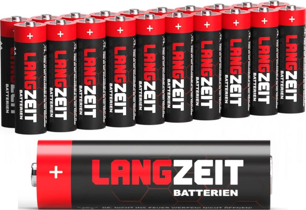Langzeit Batterien AA 20 Stück Alkaline Mignon LR06 1,5V Batterie 20 stk pack