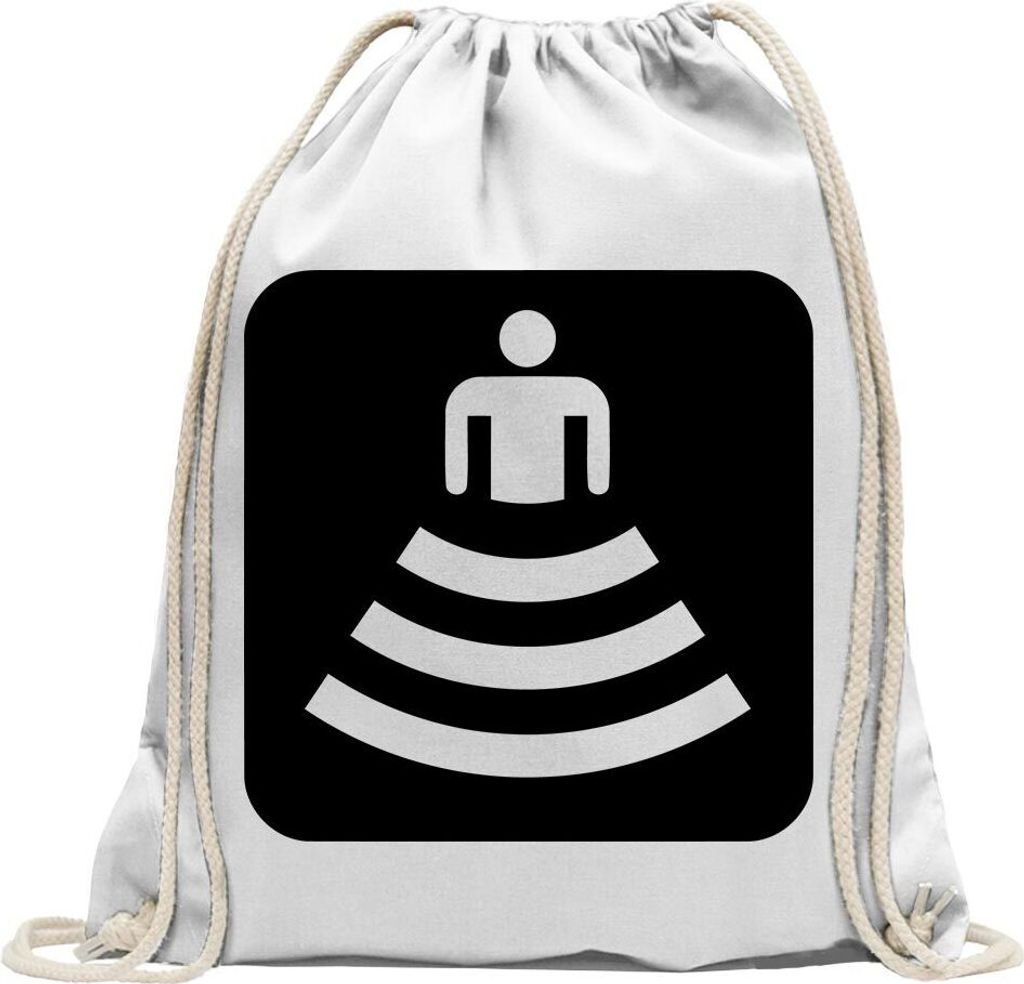Kiwistar - Turnbeutel - weiss - W-Lan Verbindung Piktogramme - Fun Rucksack Sport Beutel Gymsack Baumwolle mit Ziehgurt