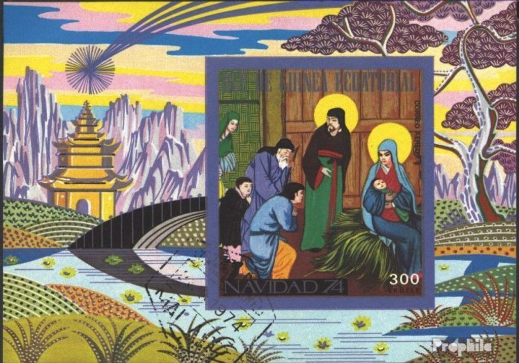 Briefmarken Äquatorialguinea 1974 Mi Block133 (kompl.Ausg.) gestempelt Weihnachten: Krippenszen