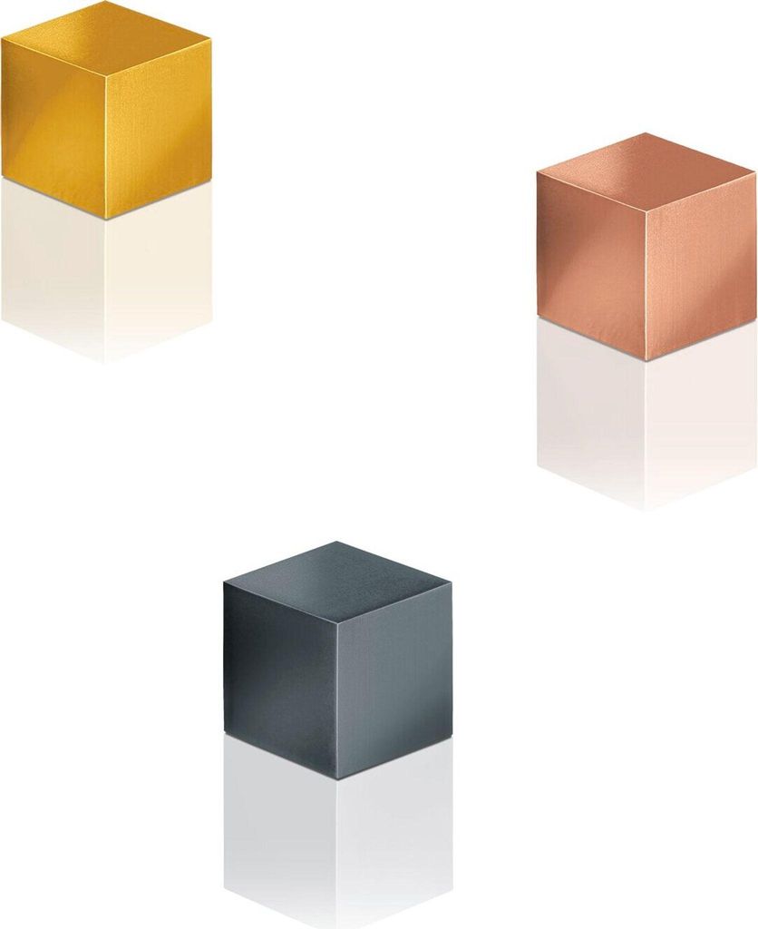 SIGEL BA724 SuperDym-Magnete C5 "Strong" - bis zu 6 Bl. (A4, 80g/m?) - Cube-Design - 11x11 mm - grau, kupfer, gold - 3 Stück