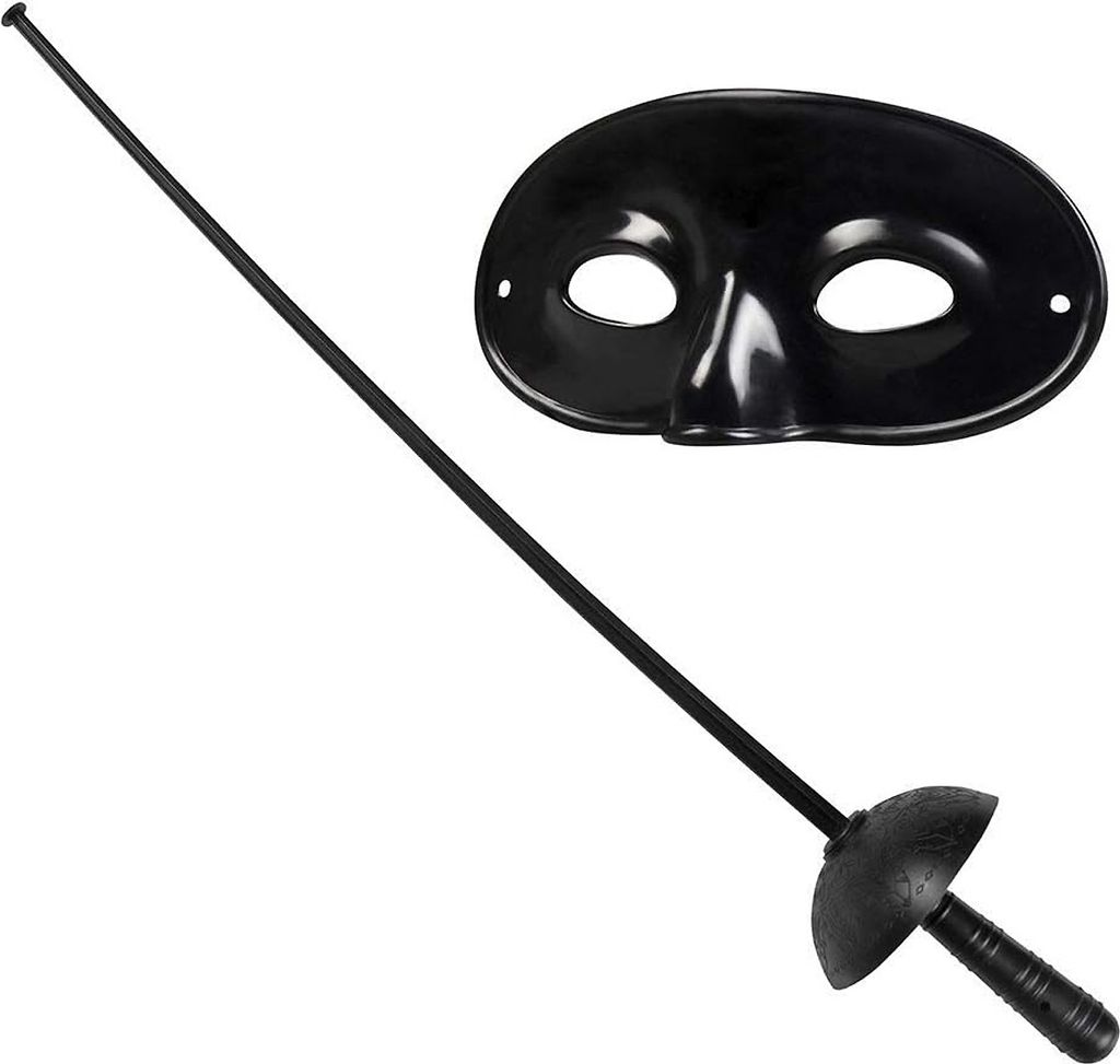 banditen Augenmaske und Schwert schwarz 60 cm Produktbild 
