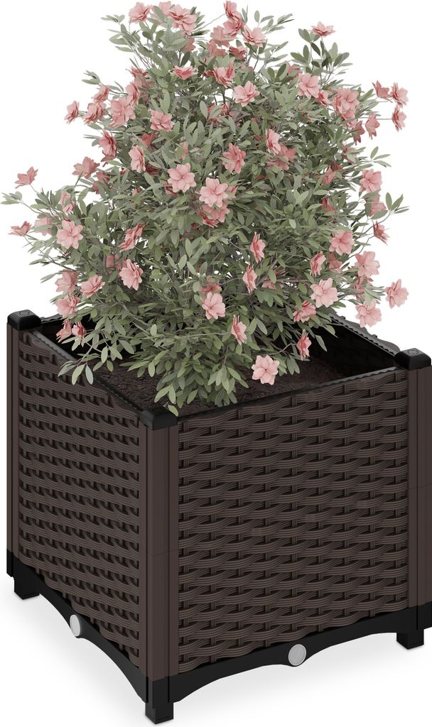 Relaxdays Pflanzkübel, Rattan-Optik, HBT: 38x40x40 cm, Produktbild 