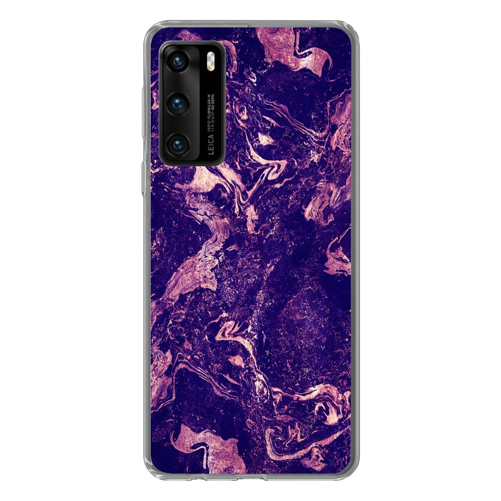 MuchoWow Handyhülle Schutzhülle Hülle für Huawei P40 Marmor - Naturstein - Mineralien Silikon Softcase Handy Hülle - Handytasche
