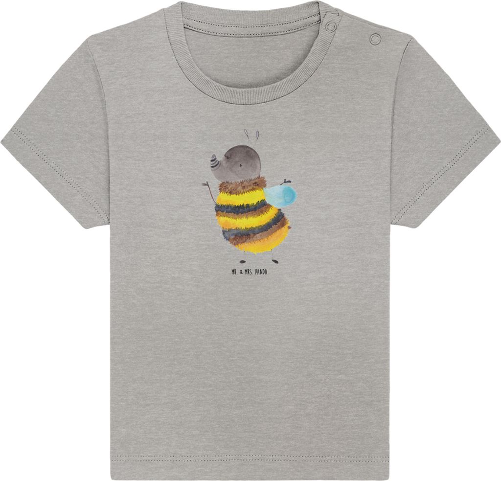 Mr. & Mrs. Panda Babyshirt Hummel flauschig 12. - 18. Monat - Heather Grey - Geschenk, T-Shirt, Kinder Top, Lustige Sprüche, Blume, Baby Jerseyshi...