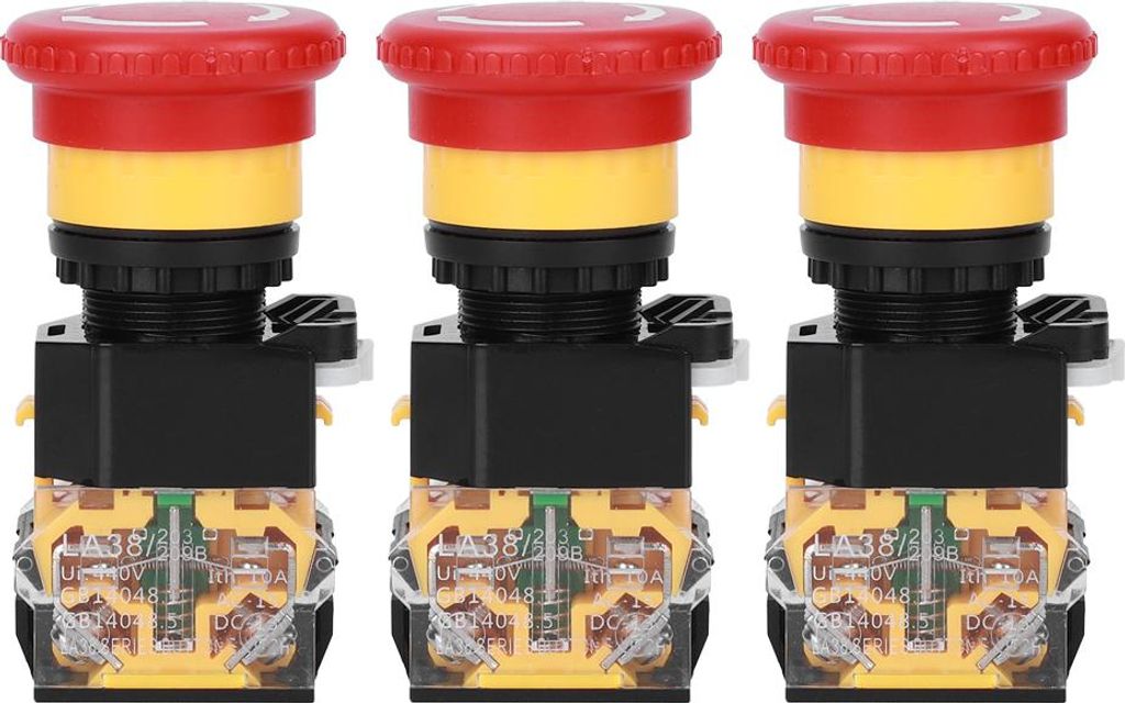3 Stück Not-Aus-Schalter Ein/Aus Industrieteile Engineering Kunststoff 440V 10A 22mm
