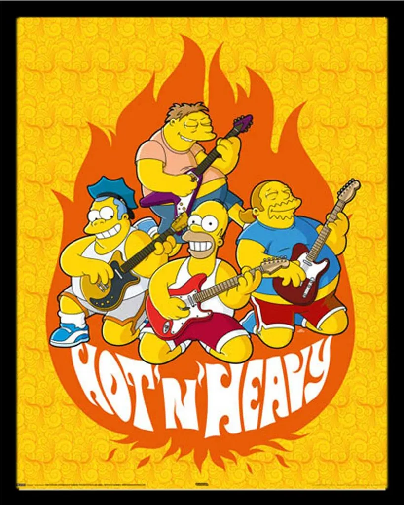 Affiche The Simpsons Hot and Heavy avec cadre Shinsuke noir en MDF