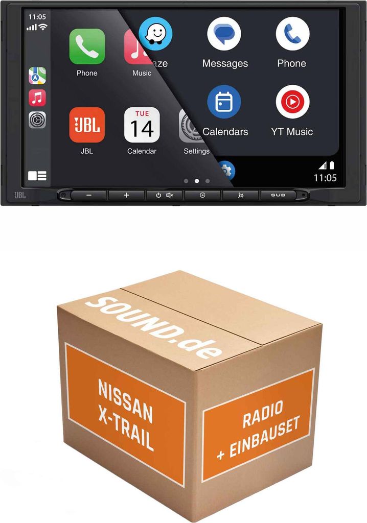 Autoradio Einbaupaket JBL Legend 700D passend für Nissan X-Trail T31 + Navigationsmonitor | CarPlay Wireless Android Auto Wireless