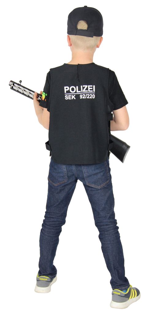 Polizei Kinder Kostüm Set mit Swat-Weste und Polizei-Ausrüstung Special  Unit SEK 