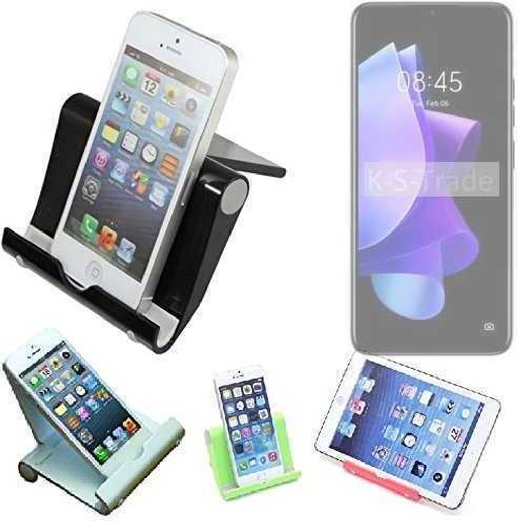 K-S-Trade Handy-Ständer kompatibel mit Tecno Pop 7 faltbarer Tischständer Smartphone Tablet Halterung Reise