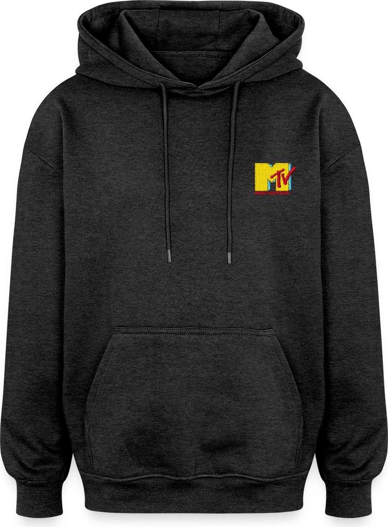 Spreadshirt MTV Logo Als Stick-Design Uni Oversize Hoodie, M, Anthrazit