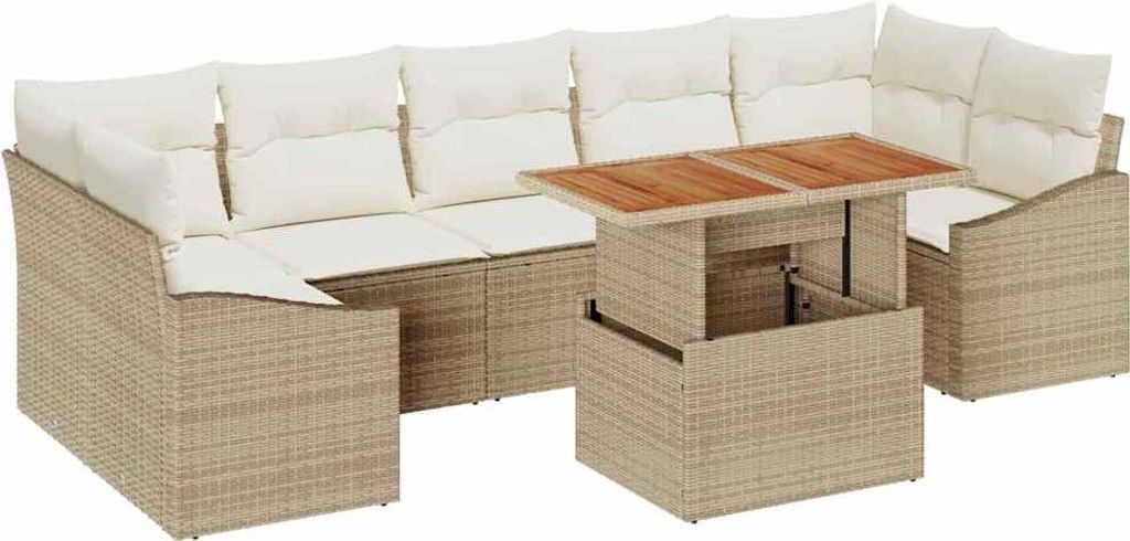 "2026 MODERNE"Gartenmöbel - Outdoor-Lounge - Garten Essgruppe mit Kissen mit Kissen 8er Set,multifunktional& Moderne - Beige und Creme - Gartengar...