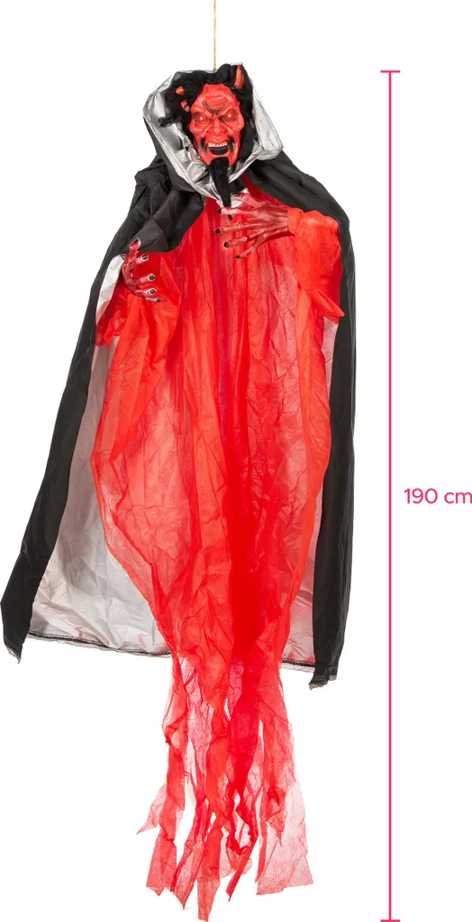 Automate Diable Géant Halloween 190cm - Statuette Animée avec LED Rouge