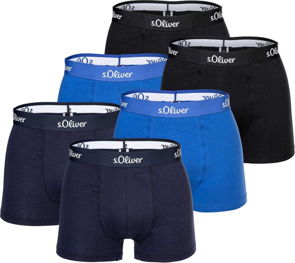 s.Oliver Herren Boxershorts, 6er Pack - Boxerbrief, Baumwoll-Stretch Blau XL
