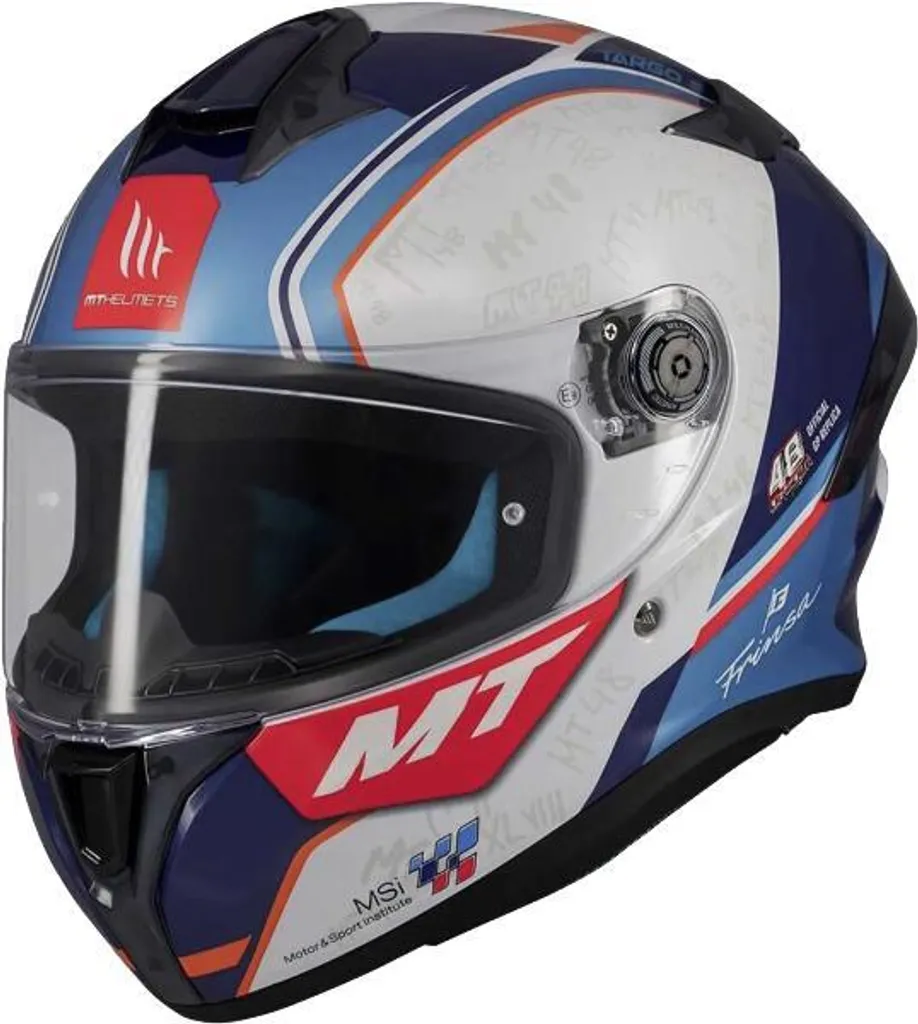 Casque MT Targo S Ivan Ortola XS Confortable et Silencieux Bleu Blanc