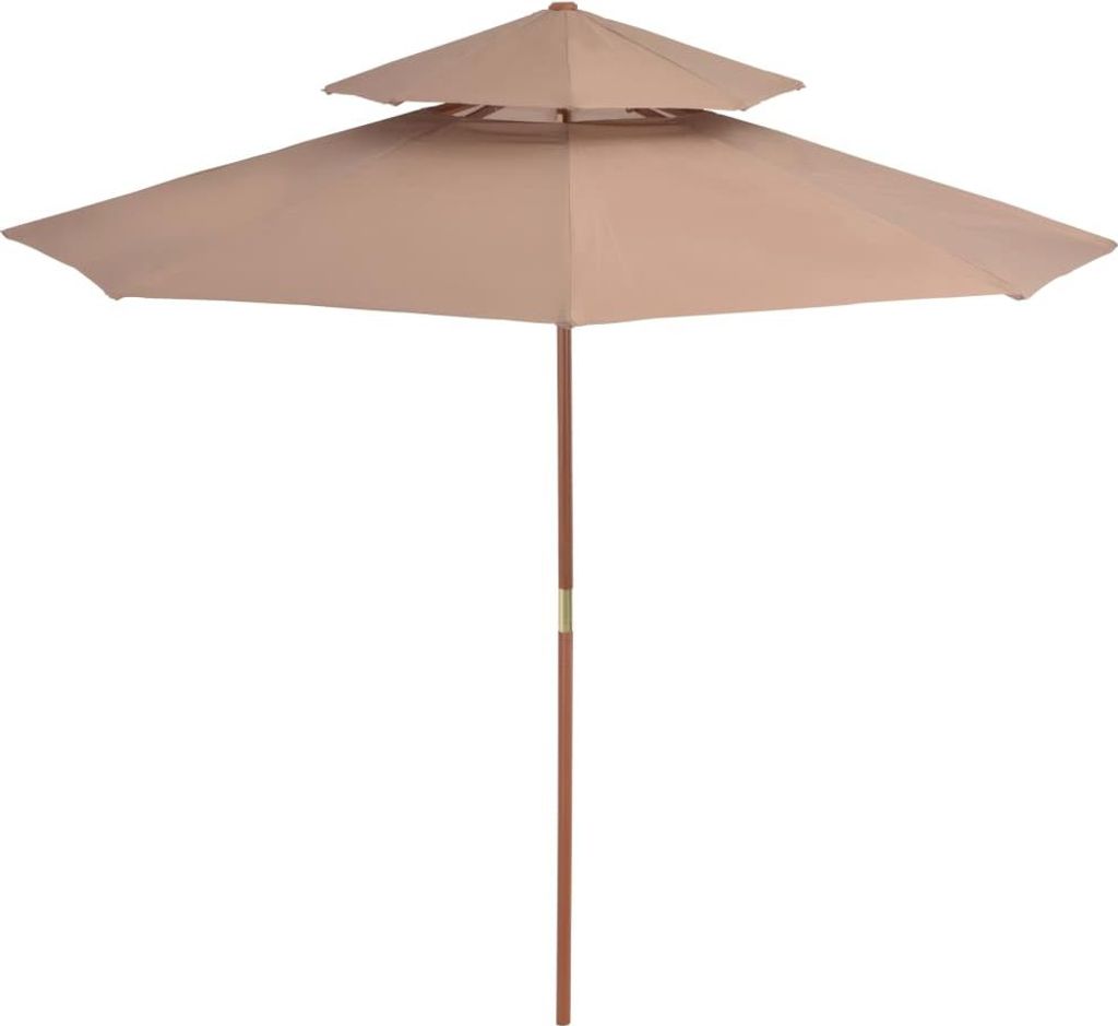 vidaXL Sonnenschirm mit Entlüftung und Holz-Mast 270 cm Taupe