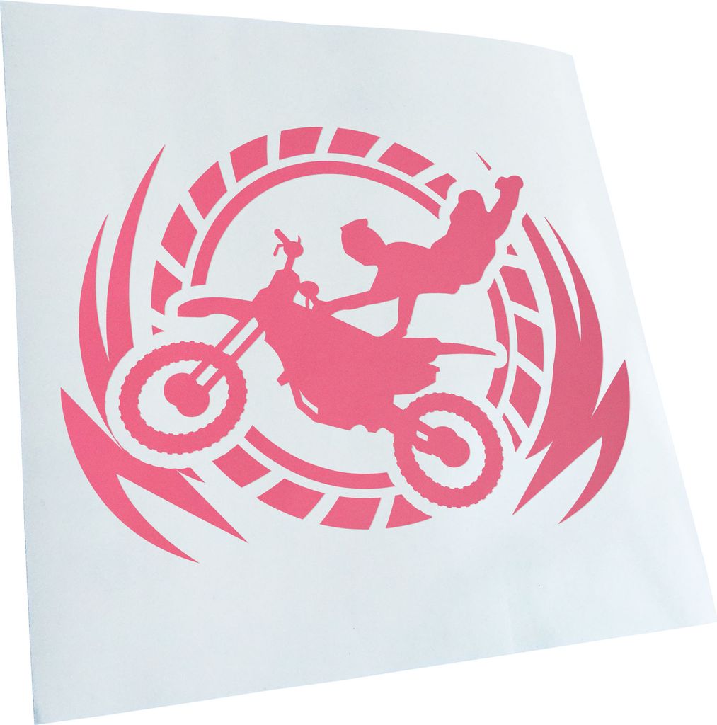 Kiwistar - Autoaufkleber - Motocross Stunt - Hellrosa - 50x36cm - Aufkleber für Auto, Laptop, Fahrrad, LKW, Motorrad mehrfarbig JDM Decal Racing