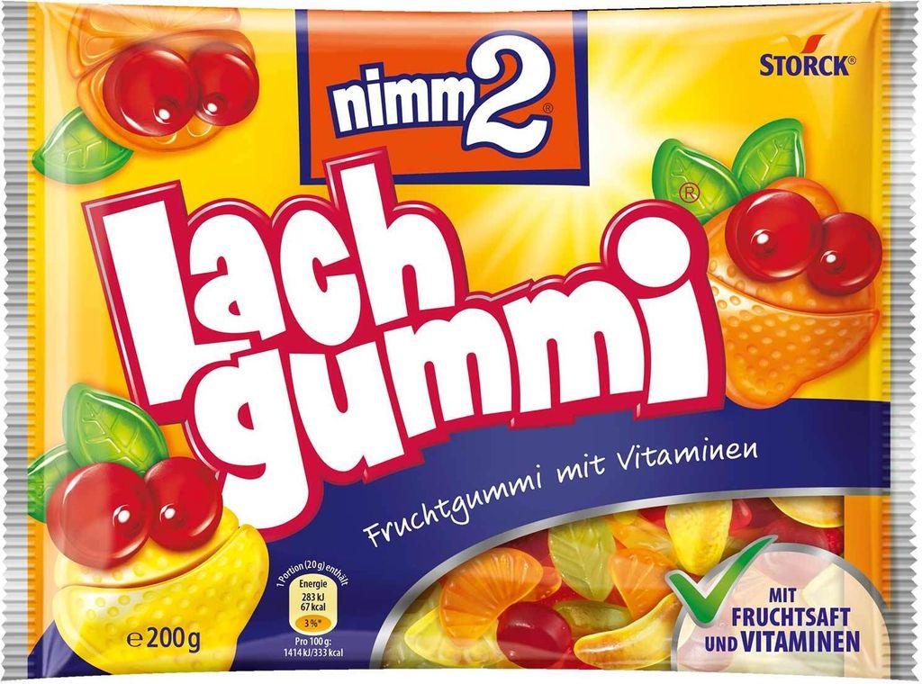 Storck nimm2 Lachgummi Fruchtgummi mit Vitaminen und Saft Produktbild 