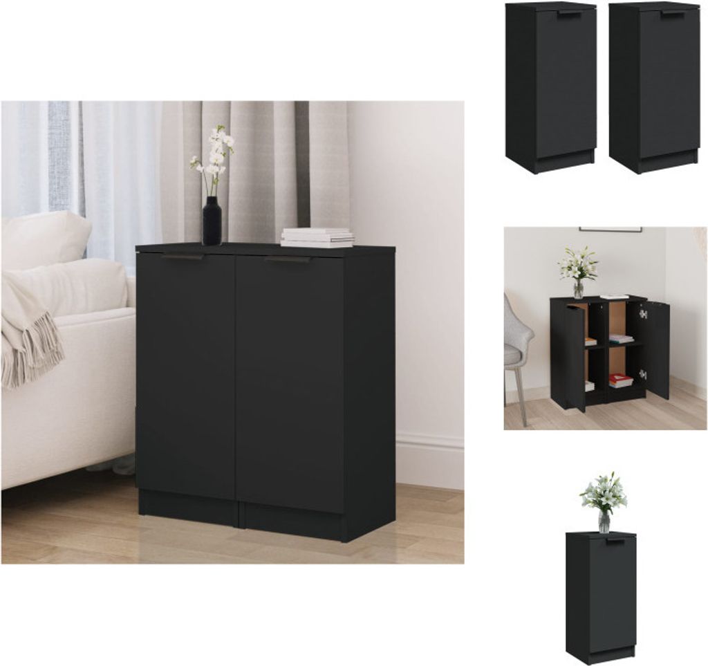 vidaXL Sideboards 2 Stk. Schwarz 30x30x70 cm Holzwerkstoff - Sideboards