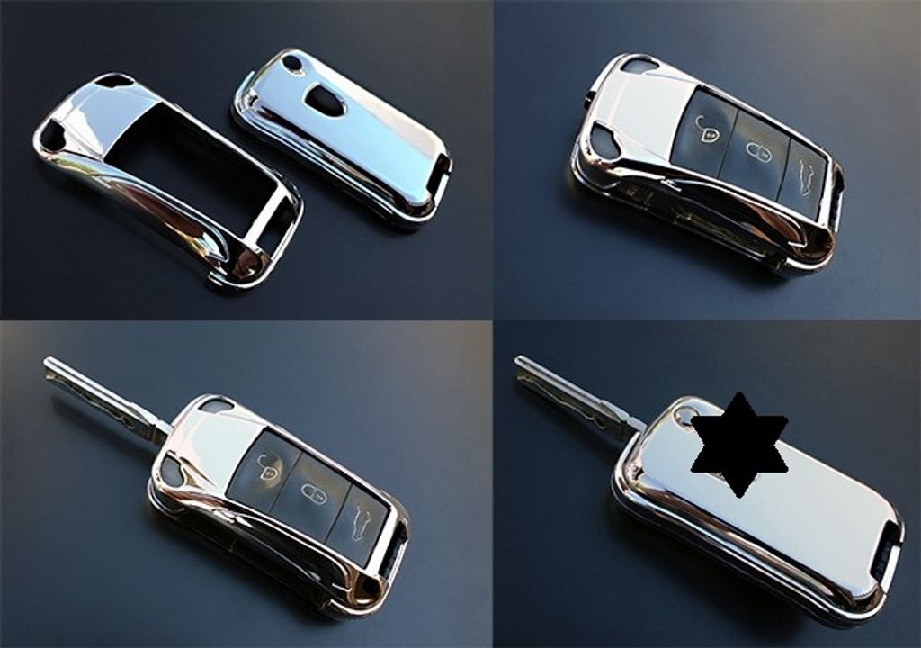 PREMIUM Schlüsselcover Schlüssel Cover in Chrom für Porsche