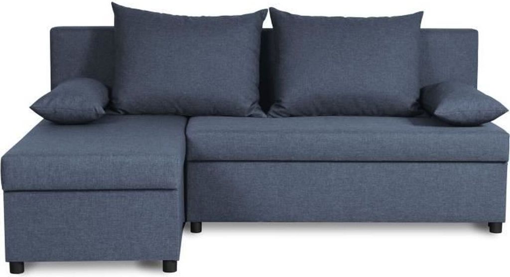 Wende-Ecksofa – Blauer Stoff – 192 x 143 x 79 cm