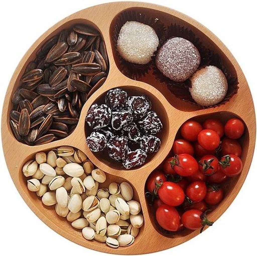 Dessert Snack Platte, Houten Ronde Form, 25cm, für getrocknetes Obst Snacks