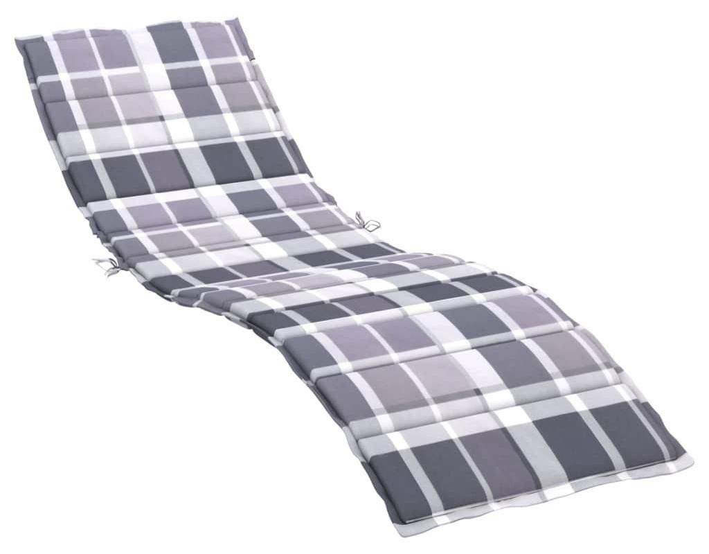vidaXL Sonnenliegen-Auflage Grau Karomuster 200x50x3 cm Produktbild 