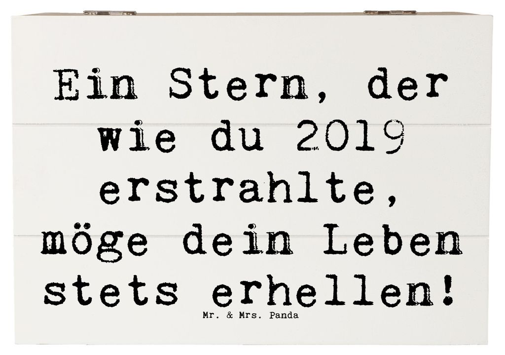 Mr. & Mrs. Panda Holzkiste Spruch 2019 Geburtstag Stern 22 x 15 cm - Weiß - Geschenk, Geburtsjahr, Glückwunsch, mit Deckel, Holztruhe, Geburtstag...