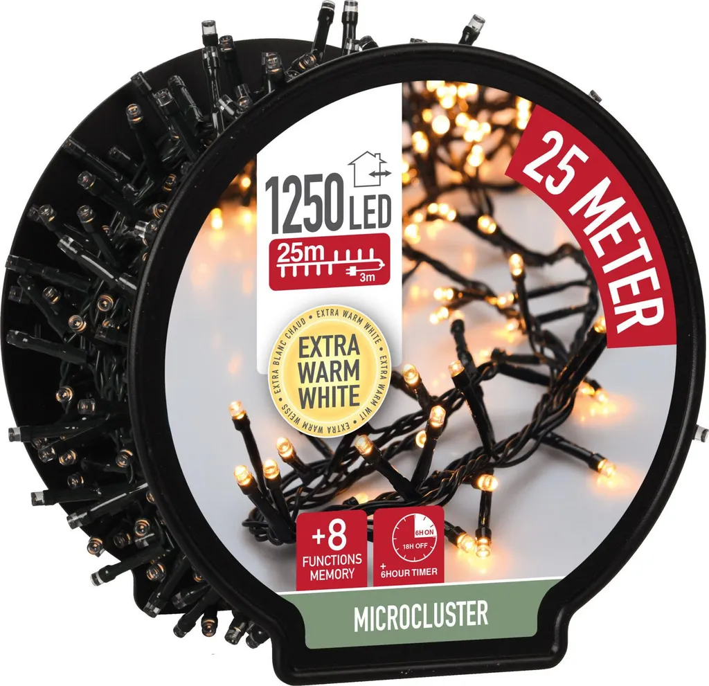 1.03 Luci da fata in bobina - 1250 Micro Cluster LED - 25 m - bianco extra caldo
