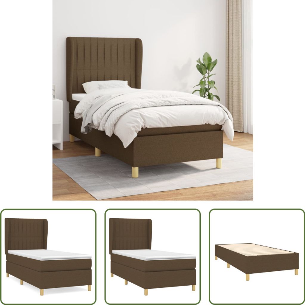 The Living Store Boxspringbett mit Matratze Dunkelbraun 90x200 cm Stoff