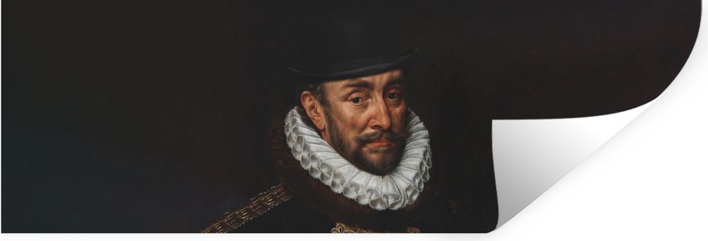 MuchoWow Wandtattoo Wandsticker Wandaufkleber Wilhelm von Oranien - Adriaen Thomasz - Hut 120x40 cm Selbstklebend und Repositionierbar - Repositi...