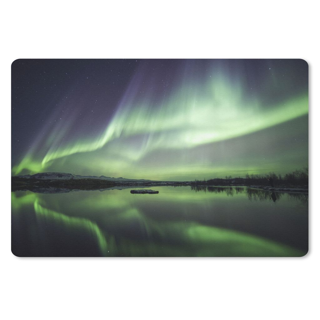 MuchoWow Mauspad Mousepad Nordlicht - See - Island - Grün - Wald - Schnee 27x18 cm - Mousepads - Maus Mat - Pad - Mausunterlage - Büroartikel -...