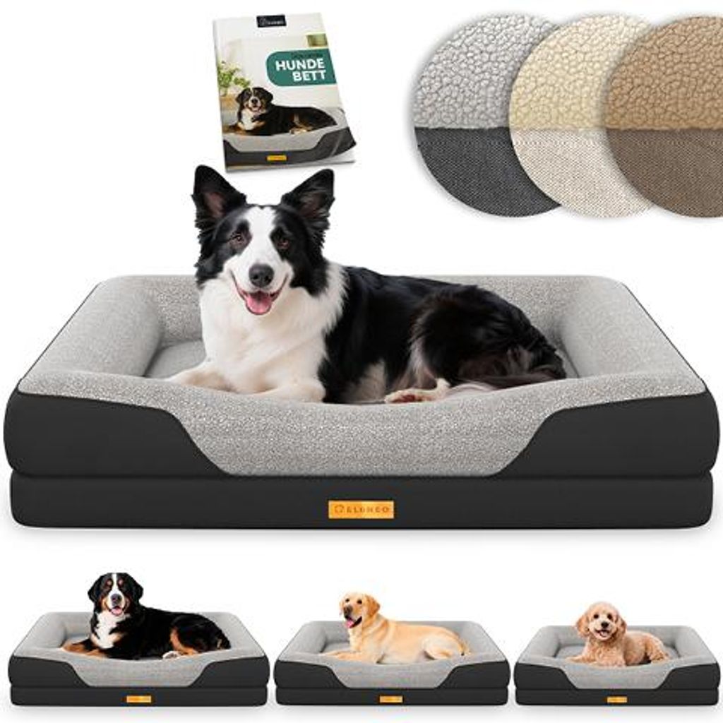 ELONEO Orthopädisches Hundebett, Größe M - Schwarz Produktbild 