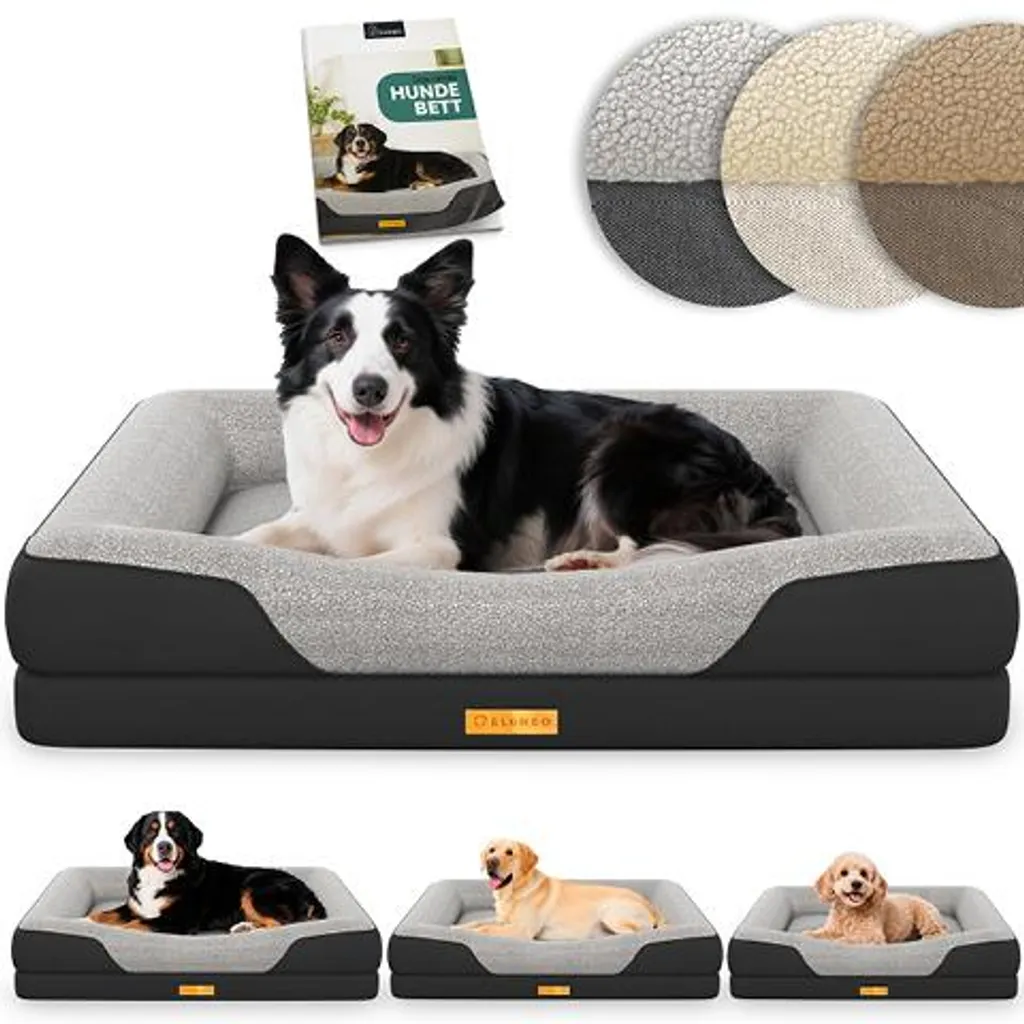 Panier pour chien à mémoire de forme ELONEO Noir M haute qualité confort
